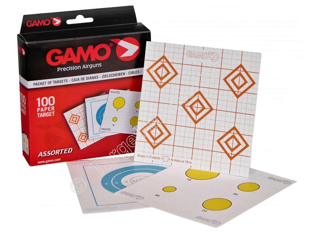 Gamo  ASSORTED Airgun Paper Targets 14x14 centimeter content 100 pieces